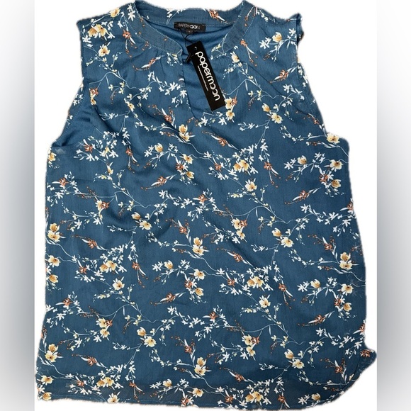 Papermoon Floral Sleeveless Blouse in Teal large NWT - Picture 2 of 4